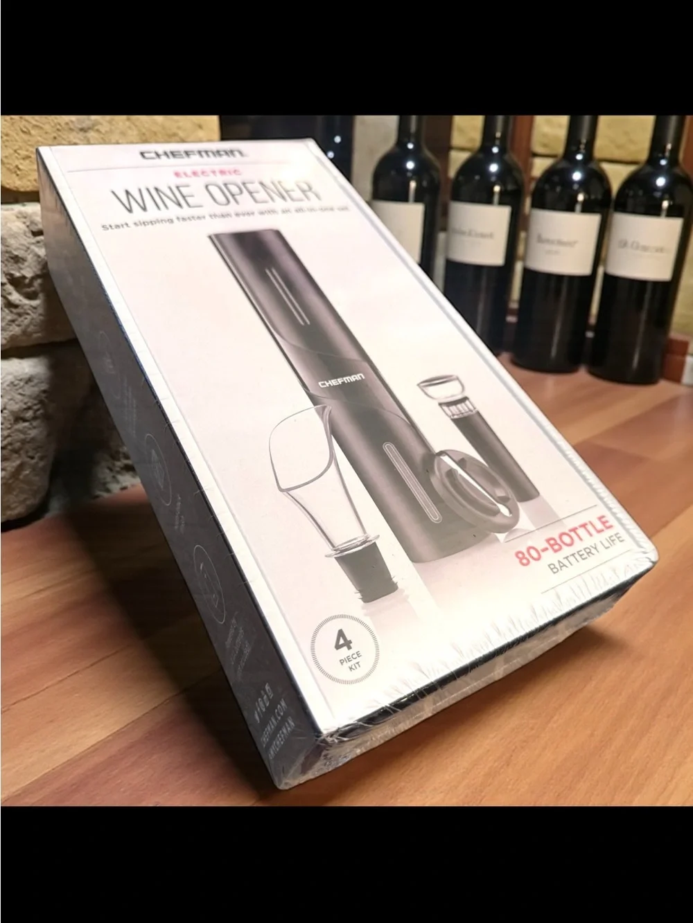 Chefman Electric Wine Opener Set 4pc Automatic Corkscrew Gift Set New